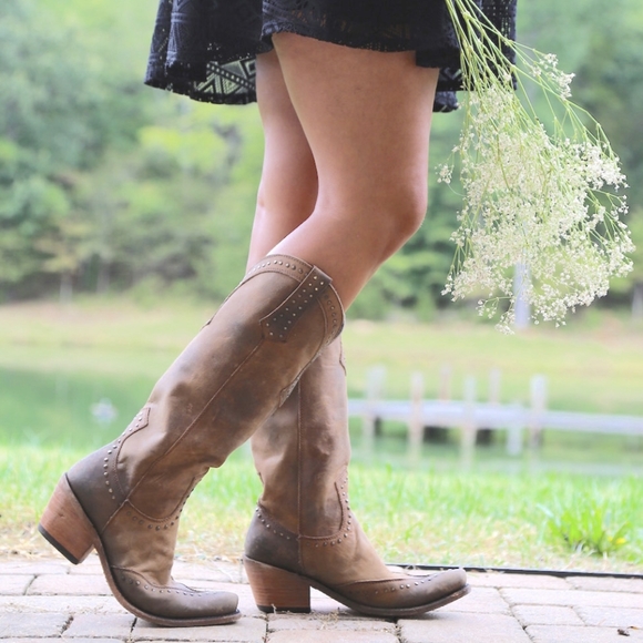 LIBERTY BLACK LB71166 Tall America Tan distressed cowgirl western boot sz7.5 EUC - Picture 3 of 16